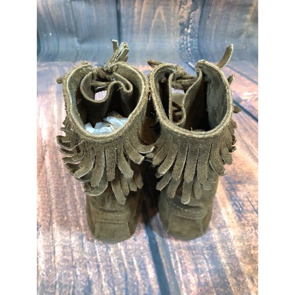 Minnetonka Tramper 428 Brown Suede Ankle Fringe Boots Womens 6 (r5c - Picture 4 of 10